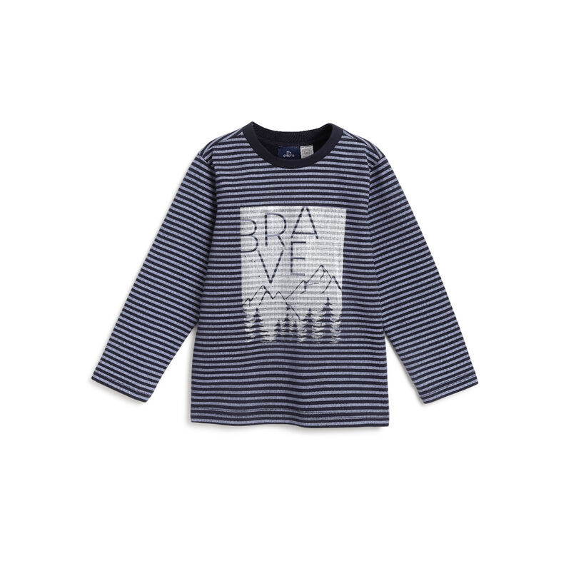 Boys Dark Blue Striped Long Sleeve T-Shirt image number 0